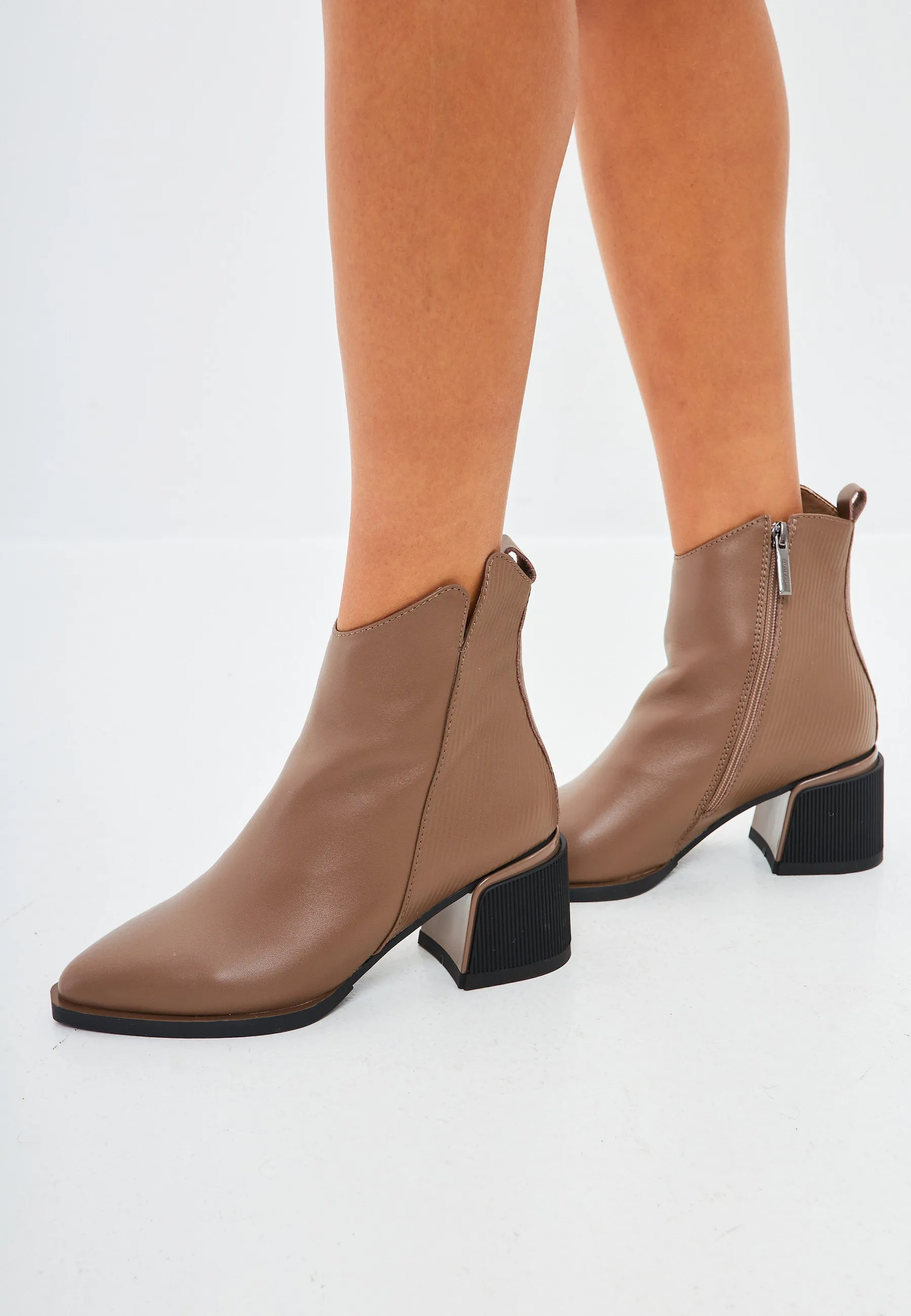 Casual Ankle Boots - Beige