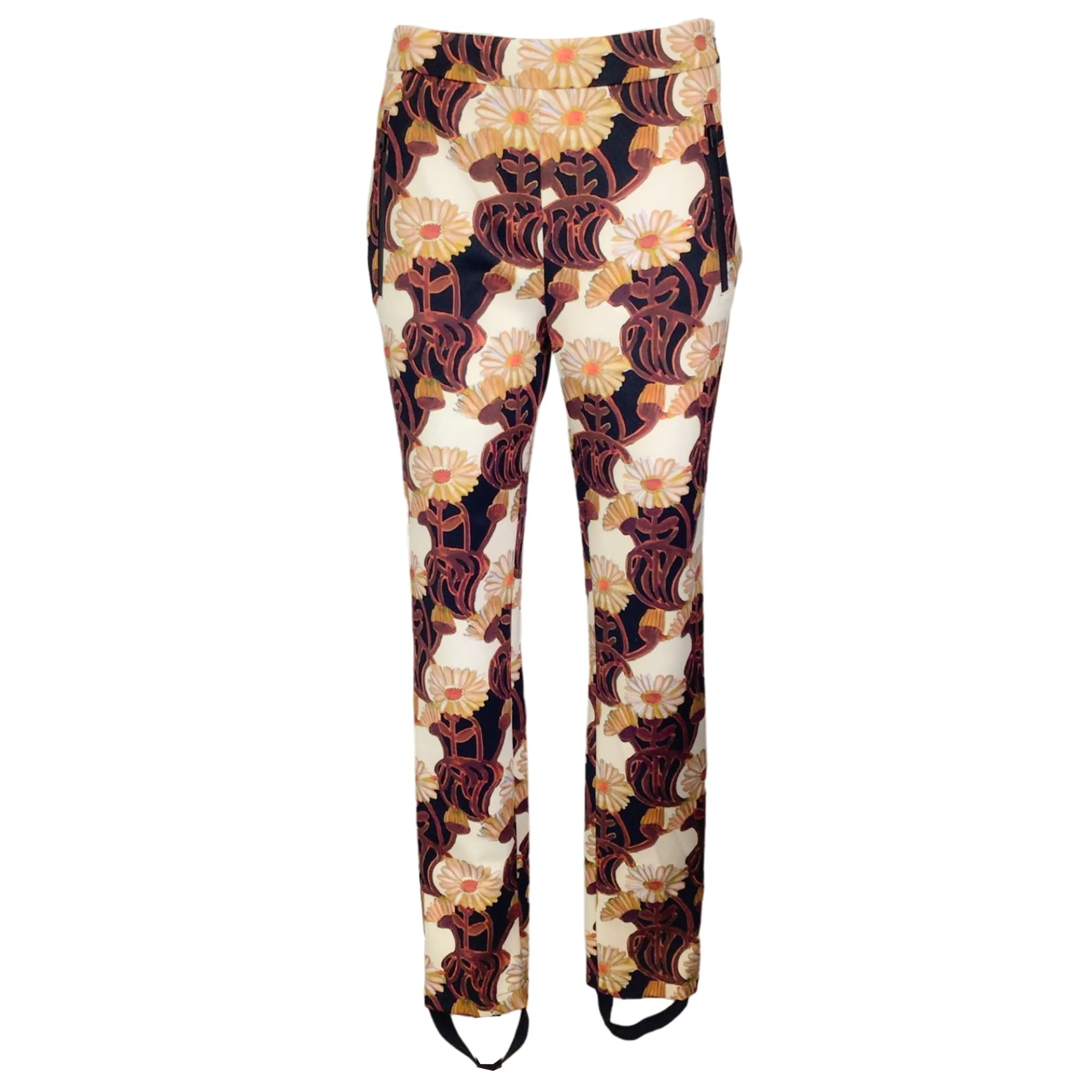 La DoubleJ Brown / Ivory / Black Floral Printed Jersey Ski Pants