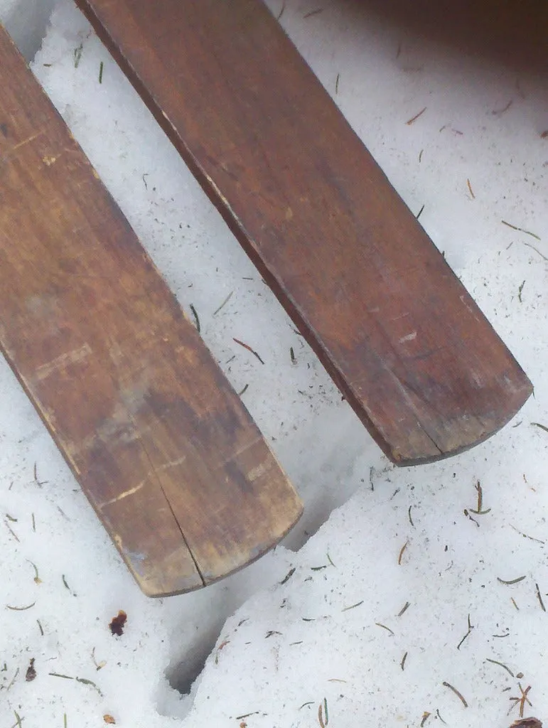 Vintage Skis with Diamond Foot Plate